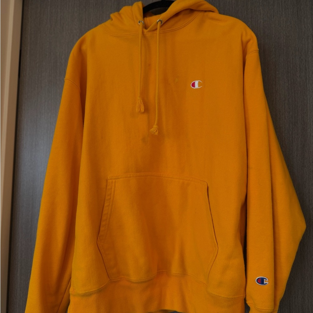 Champion Men's Bright Yellow Hoodie